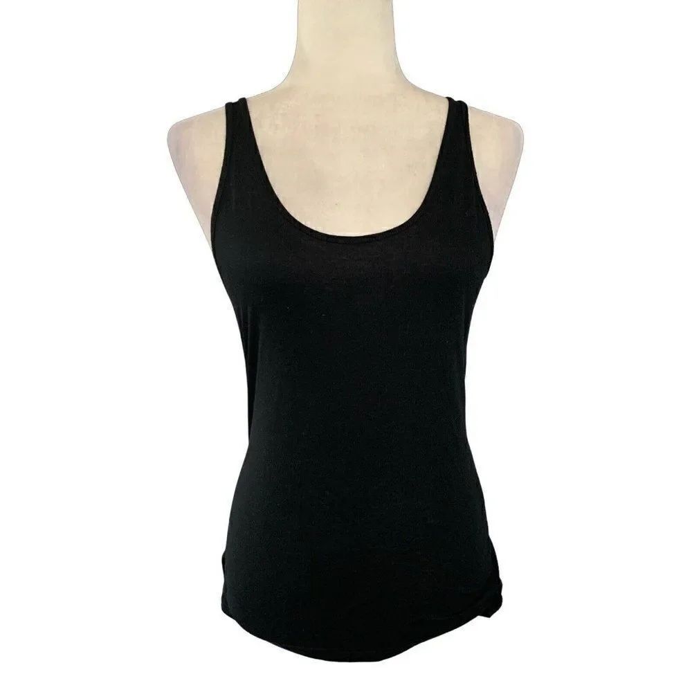 topshop womens solid black tank top 10 medium